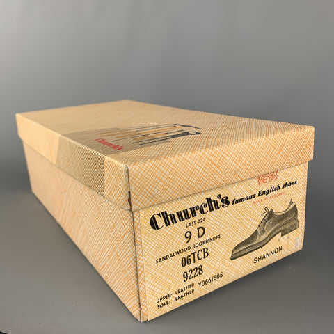 CHURCH'S Size 10 Tan Leather Contrast Stitch Leather Soles Lace Up Shoes