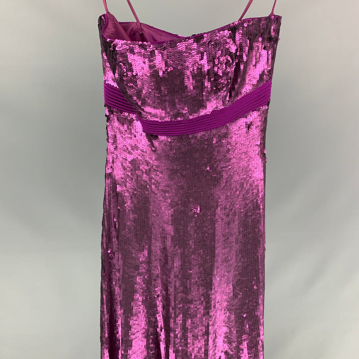 BADGLEY MISCHKA Size 0 Purple Silk Sequined Strapless Dress