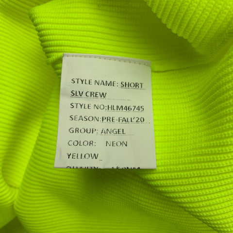 HELMUT LANG Pre-Fall 2020 Size M Neon Yellow Textured Polyester Short Sleeve T-shirt