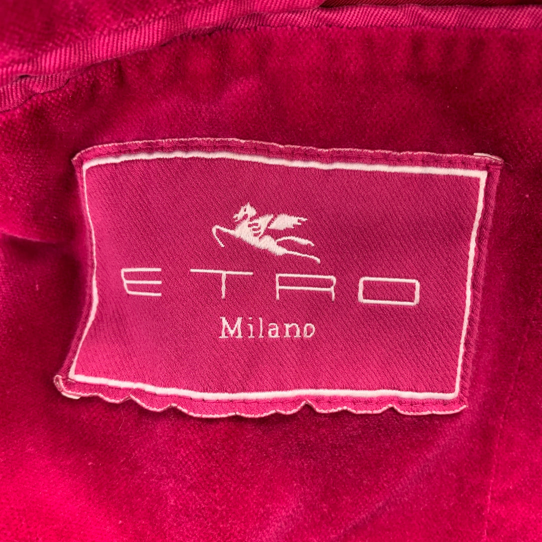 ETRO Abrigo deportivo con solapa de muesca de terciopelo de algodón fucsia talla M