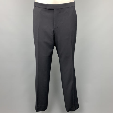 Z ZEGNA Size 32 Black Wool Zip Fly Dress Pants