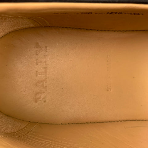 BALLY Size 10 Black Leather Slip On Loafers
