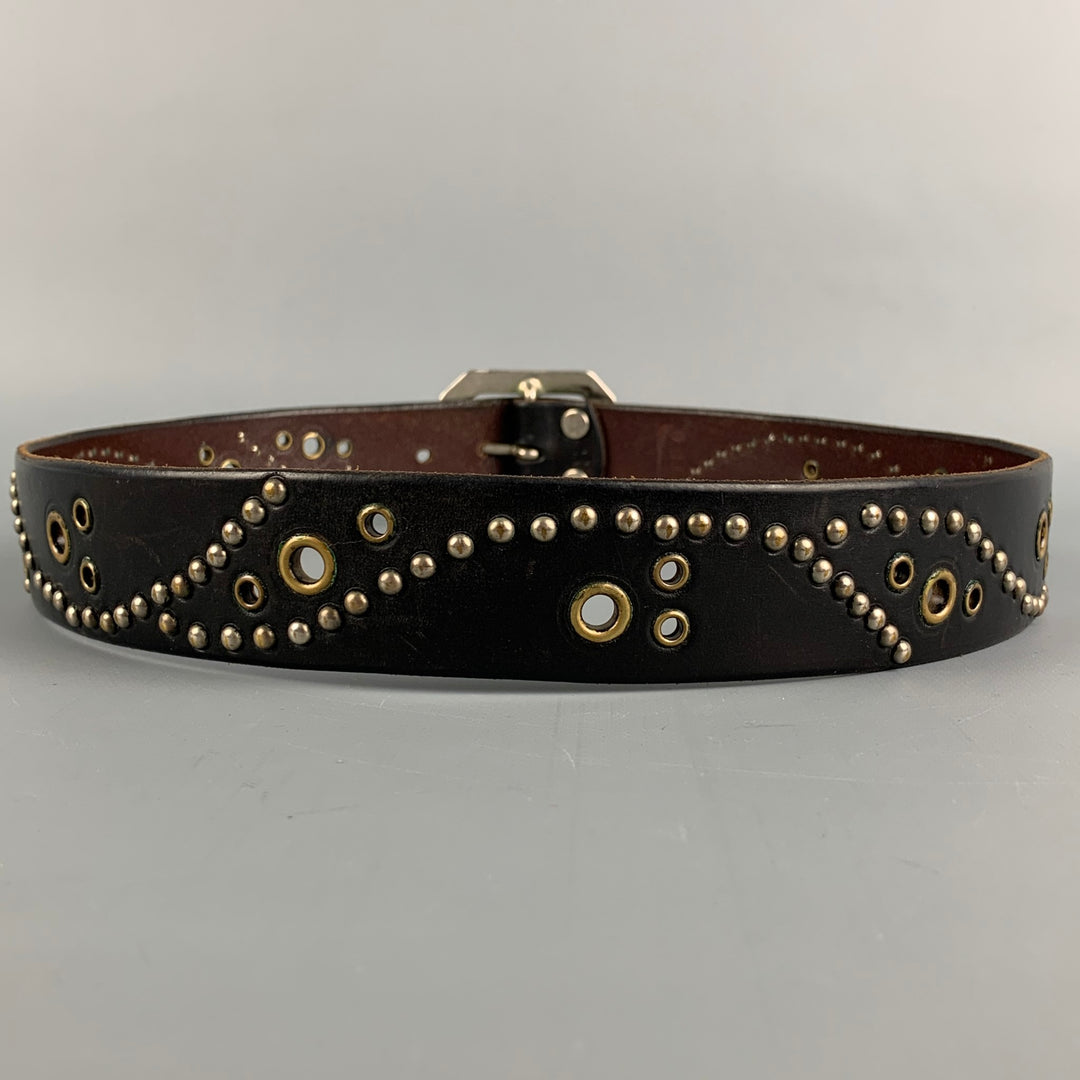 JEFF GALLEA Waist Size S Black Studded Leather Black Belt