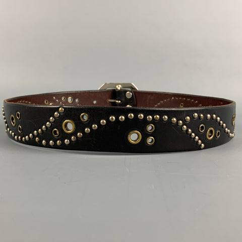 JEFF GALLEA Waist Size S Black Studded Leather Black Belt