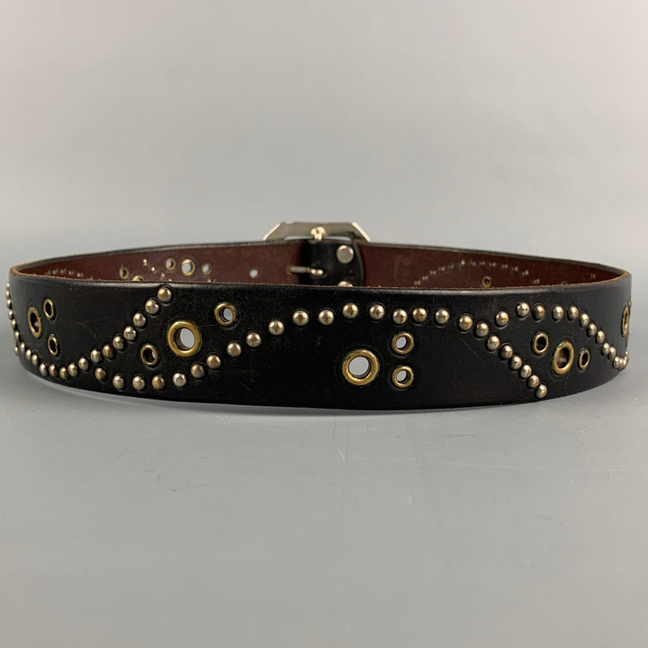 JEFF GALLEA Waist Size S Black Studded Leather Black Belt