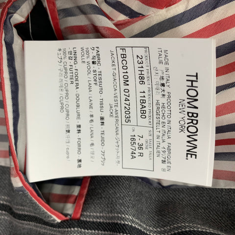 THOM BROWNE Taille 2 Veste courte à rayures en laine gris anthracite
