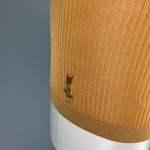 SAINT LAURENT Pantalón corto ciclista de canalé de viscosa beige Talla S