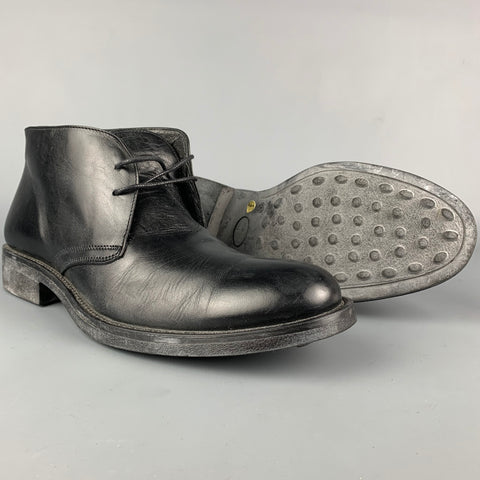 BARNEY'S CO-OP Size 10.5 Black Leather Lace Up Chukka Boots