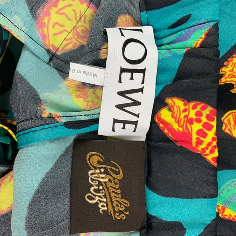 LOEWE Talla XS Pantalones casuales con cordón y estampado de concha de viscosa multicolor