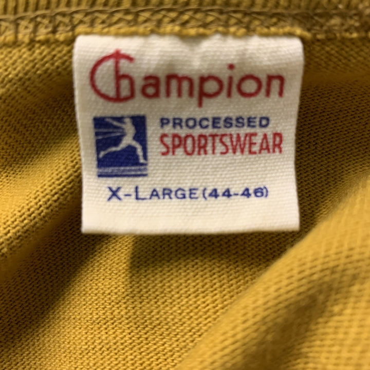CHAMPION Size L Mustard Graphic Cotton Crew-Neck Pullover