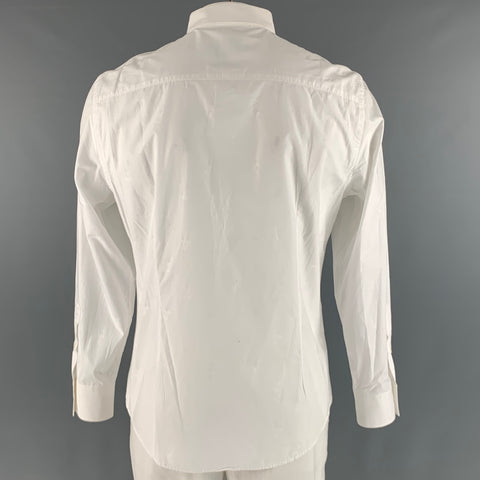 VERSACE COLLECTION Size XL White Solid Cotton Button Up Long Sleeve Shirt