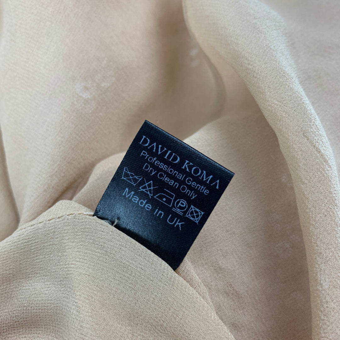 DAVID KOMA Size 4 Beige Sequined Silk Midi Cocktail Dress