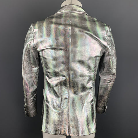 MARC by MARC JACOBS Size 38 Silver Iridescent Leather Sport Coat