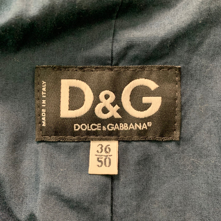 D&G by DOLCE & GABBANA Size 40 Stripe Velvet Peak Lapel Navy Sport Coat