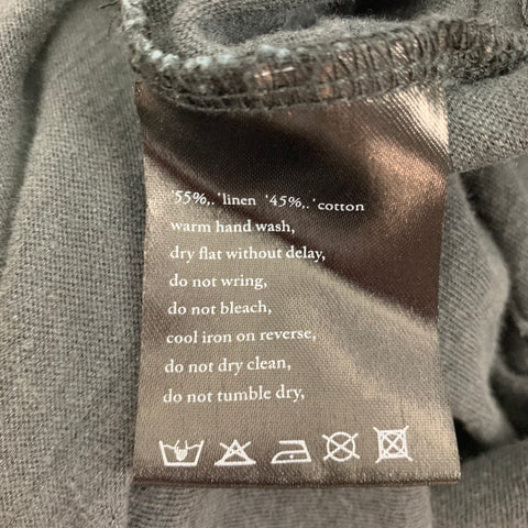 KSUBI Size L Grey Distressed Linen Cotton Crew-Neck T-shirt