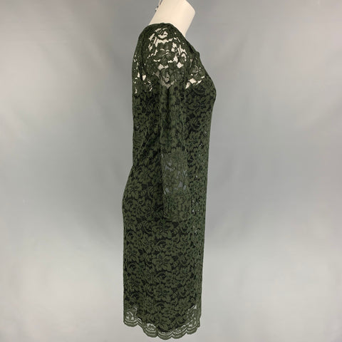 DIANE VON FURSTENBERG Talla 4 Vestido de manga larga en mezcla de poliamida verde oscuro