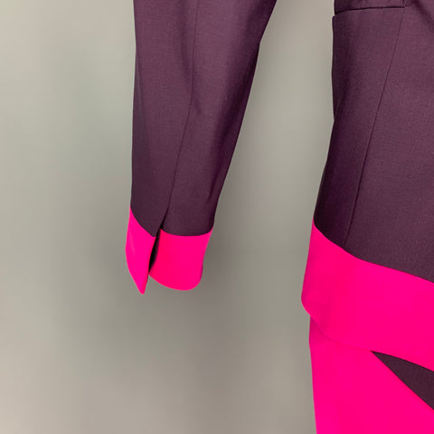 PAUL SMITH Size 38 Purple Pink Color Block Wool Nylon Notch Lapel Suit