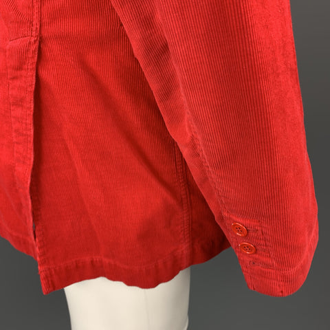 BURBERRY Size 40 Red Corduroy Notch Lapel Sport Coat
