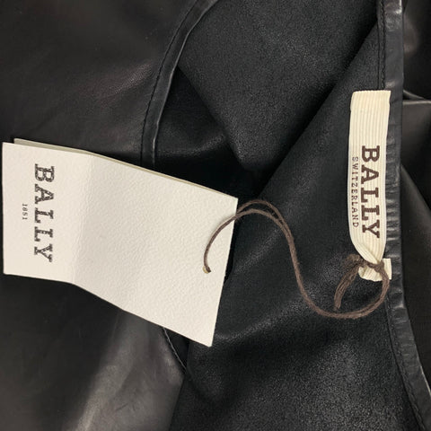 BALLY Size L Black Leather Crew-Neck Pullover