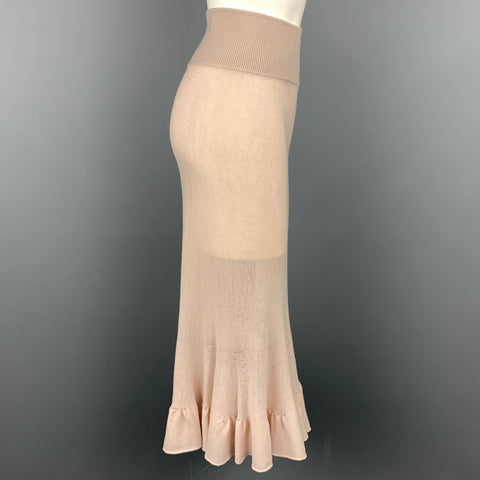 SONIA RYKIEL Size 4 Nude Knitted Wool / Cashmere Tulip Skirt