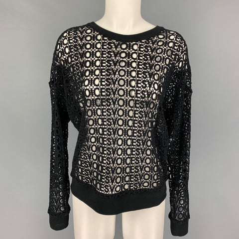 EACH OTHER x Robert Montgomery Size S Black Cotton See Through Long Sleeve Casual Top