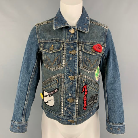 MARC JACOBS Chaqueta corta Smashing Starlets con tachuelas de mezclilla índigo talla XS