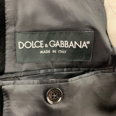 DOLCE & GABBANA Size 40 Black Cotton Velvet Notch Lapel Sport Coat