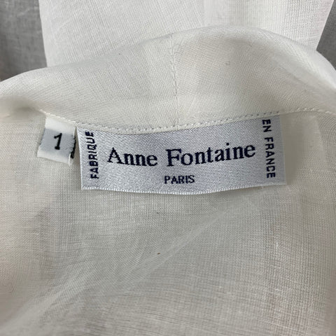ANNE FONTAINE Talla S Blusa larga blanca transparente con cinturón