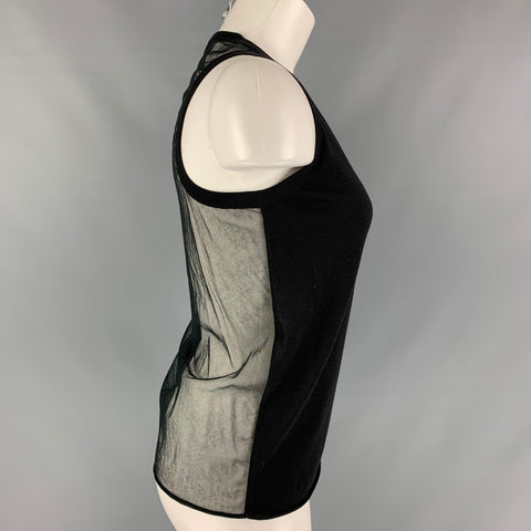 PORTS 1961 Camiseta sin mangas de algodón y seda transparente talla S negra