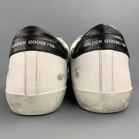 GOLDEN GOOSE Superstar Size 12 White Distressed Leather Lace Up Sneakers