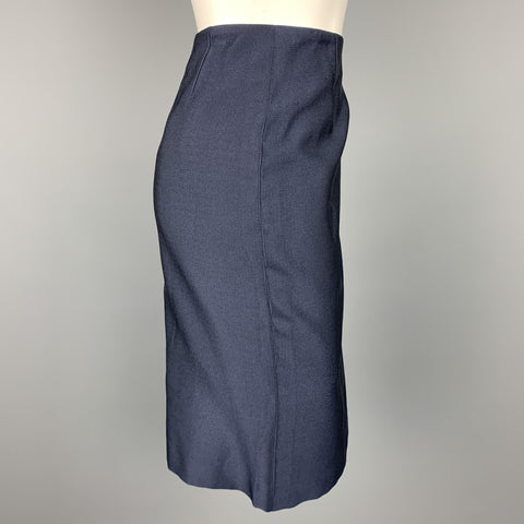 ESCADA Taille 6 Jupe crayon en coton / soie marine