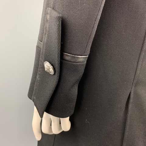 VERSUS par GIANNI VERSACE Taille 10 Manteau en laine noire avec garniture en cuir massif