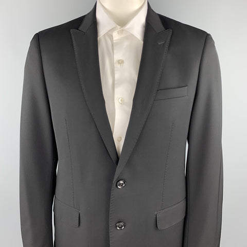ELIE TAHARI Size 42 Regular Black Wool Peak Lapel Sport Coat