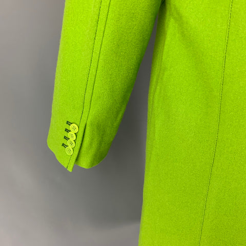 CHRISTIAN DADA Size 40 Green Wool Hooded Tailored Melton Coat