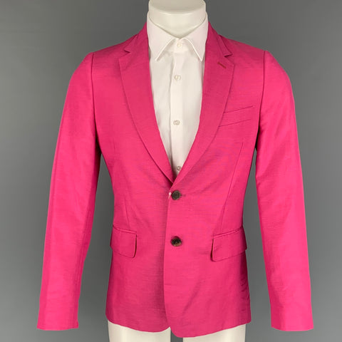 PAUL SMITH Talla 36 Abrigo deportivo regular con solapa de muesca en mezcla de seda rosa