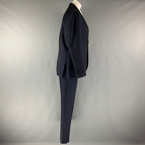 TED BAKER Size 38 Navy Solid Wool Mohair Shawl Collar 31 32 Tuxedo