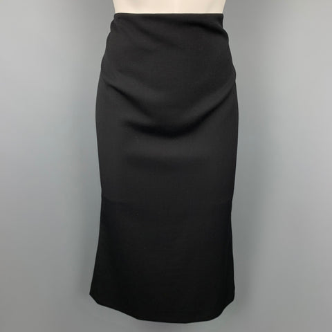 MIU MIU Taille 8 Jupe crayon en laine vierge sergée noire