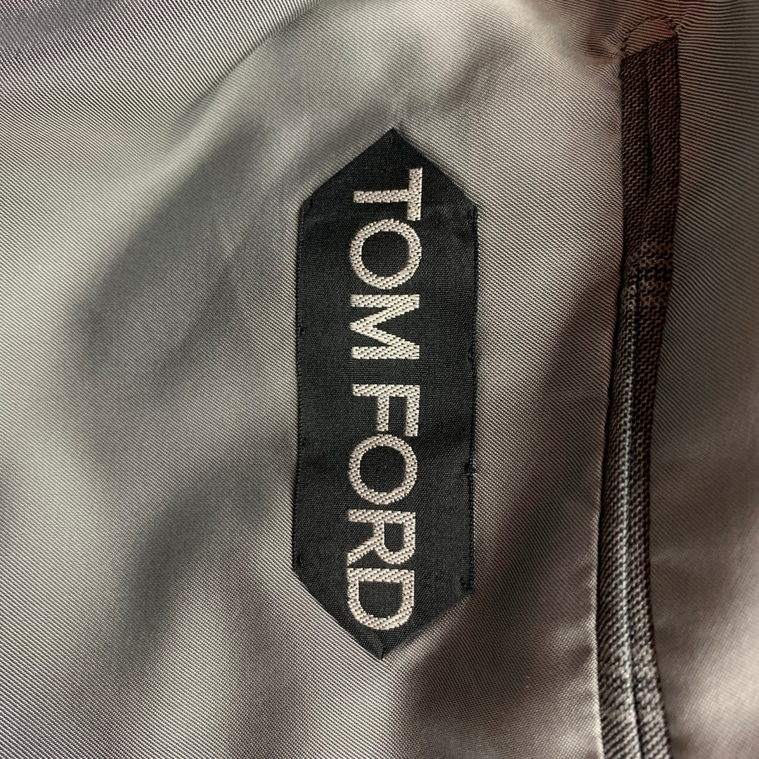 TOM FORD Abrigo deportivo con solapa de pico de lana a cuadros gris talla 40