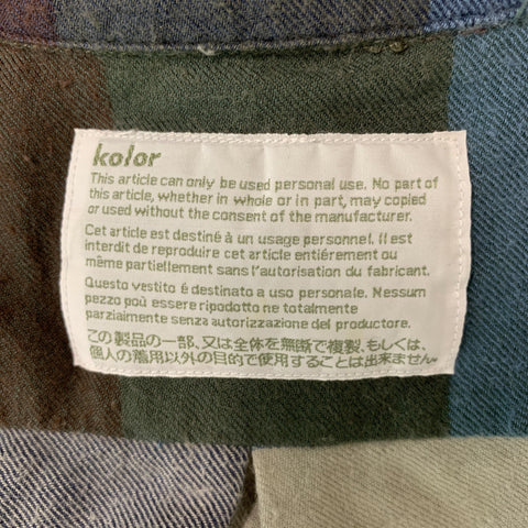 KOLOR Size M Blue Multicolour Cotton &  Cashmere Checkered Blouse