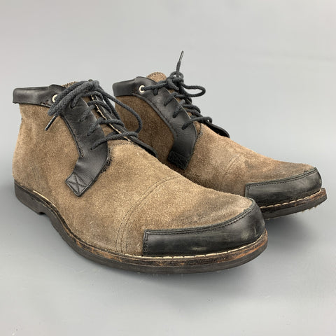 TIMBERLAND Size 10 Brown & Black Mixed Materials Leather Lace Up Boots