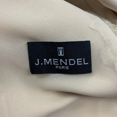 J. MENDEL Size 4 Beige Mixed Fabrics Slip Cocktail Dress
