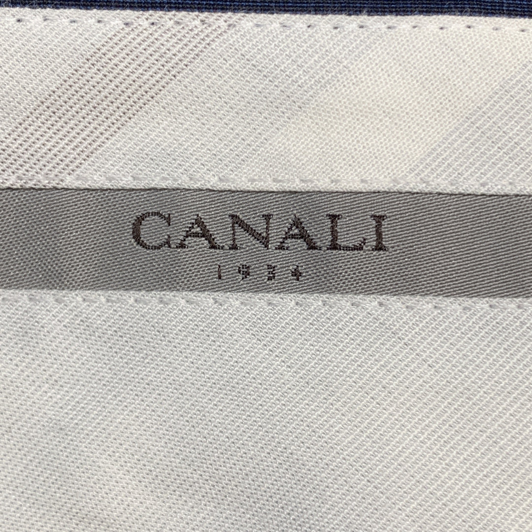 CANALI Size 34 x 35 Navy Wool Zip Fly Dress Pants