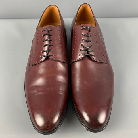 BALLY Size 11.5 Burgundy Leather Lace Up Shoes