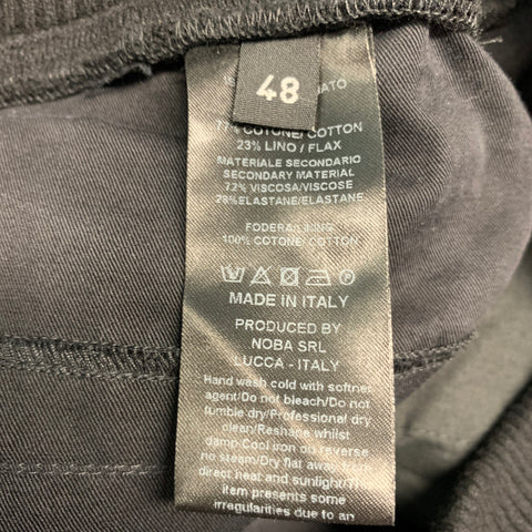 ISABEL BENENATO Size 32 Navy Cotton Linen Elastic Waistband Casual Pants
