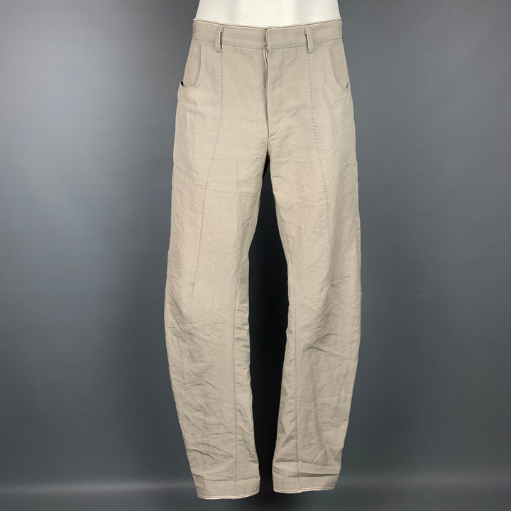 LEOPOLD BOSSERT Size 34 / 36 Stone Contrast Stitch Casual Pants