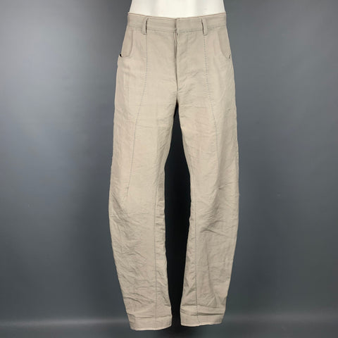 LEOPOLD BOSSERT Talla 34/36 Pantalones casuales con puntadas en contraste de piedra