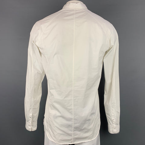 THE VIRIDI-ANNE Size L White Cotton Hidden Buttons Long Sleeve Shirt