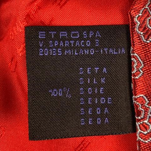 ETRO Red White Paisley Silk Jacquard Tie