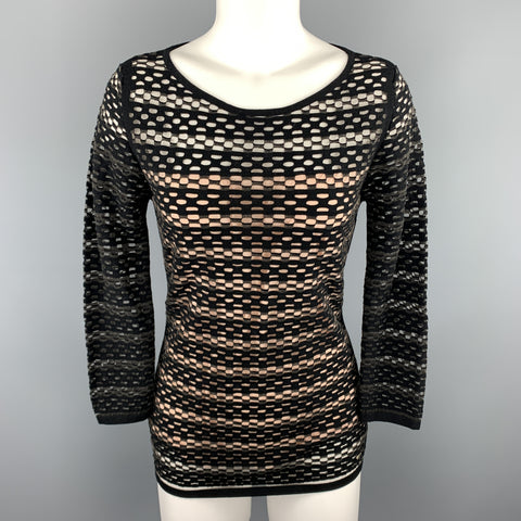 ESCADA Taille S Pull rayé noir doublé en maille
