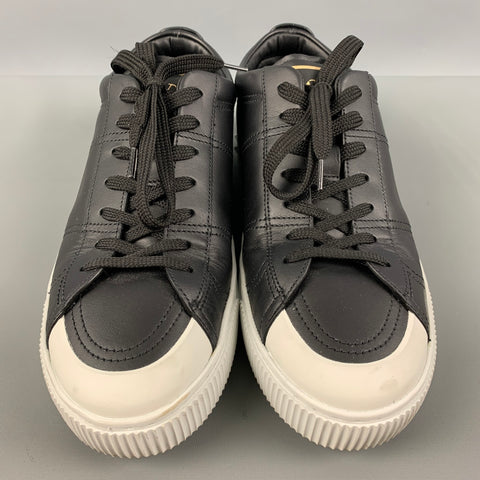 VALENTINO 'City Planet Rockstud'  Size 8 Black Studded Leather Low Top Sneakers